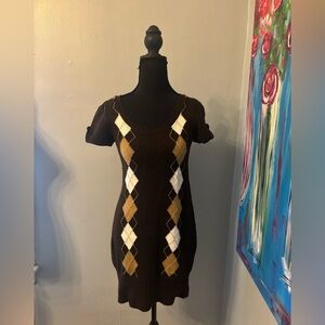 VTG Y2K Derek heart argyle knit dress acrylic women's M